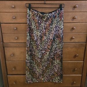 Bar III Multicolor Sequin Chevron Midi Skirt Size Medium